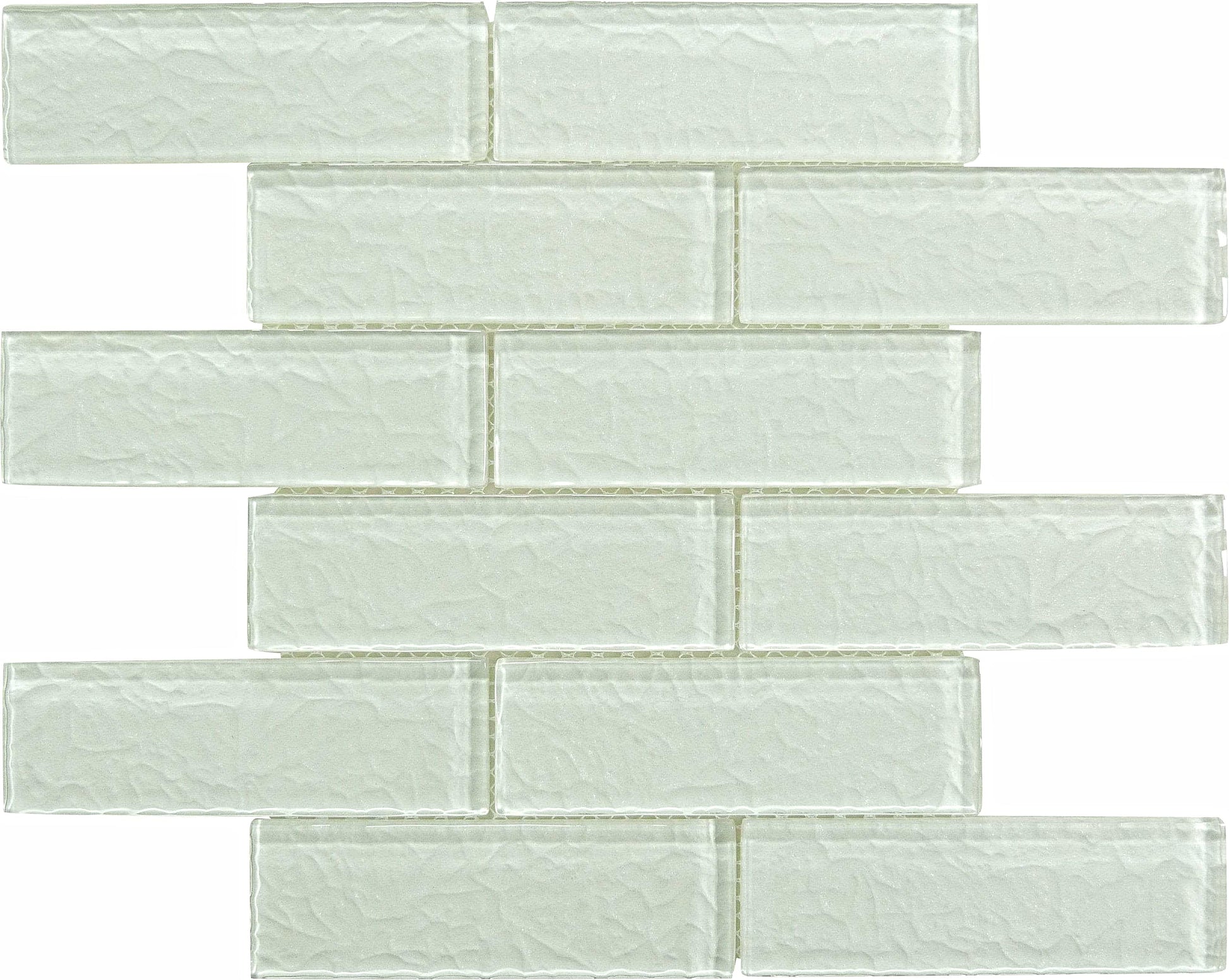 Moonscape White 2x6 Ripple Glossy Glass Tile Ocean Pool Mosaics