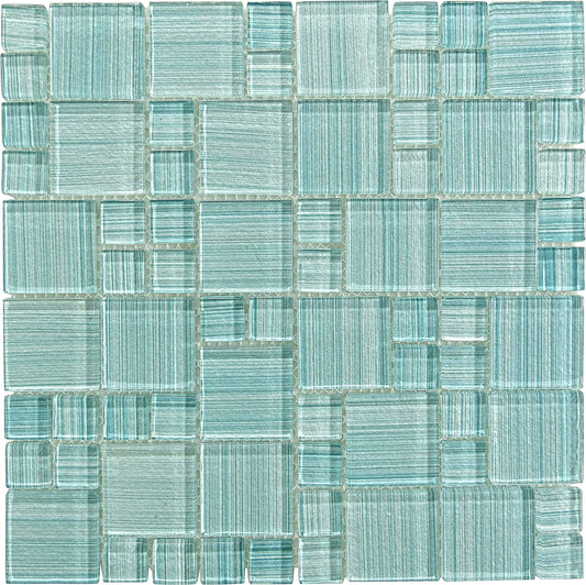 Watercolors Seafoam Blend Green Mixed Glossy Glass Tile Ocean Pool Mosaics