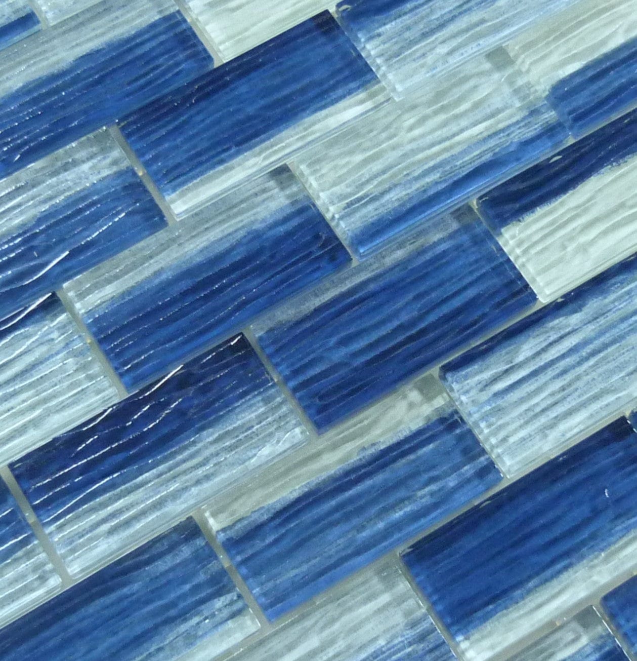 Blue Blend Wave Glossy Glass Tile Ocean Pool Mosaics