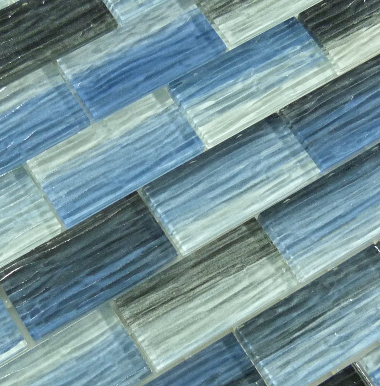 Blue Black Blend Wave Glossy Glass Tile Ocean Pool Mosaics