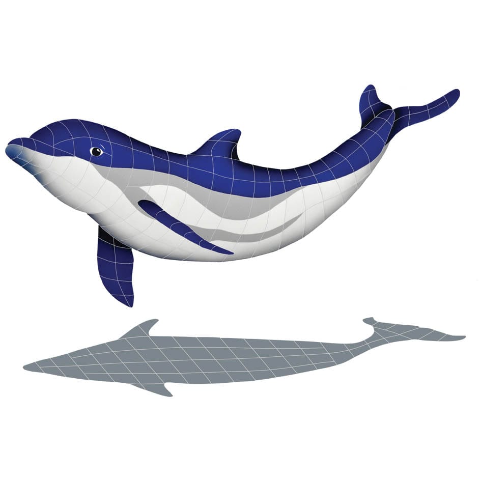 Bottlenose Dolphin Downward with Shadow Ceramic Mosaics Pool Tile Ocean Pool Mosaics