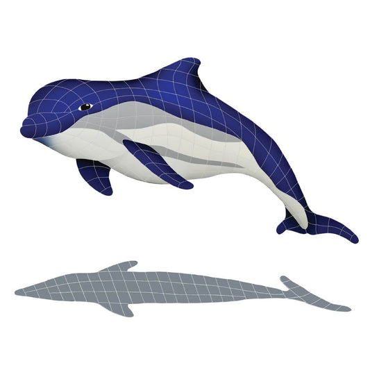 Bottlenose Dolphin Upward with Shadow Ceramic Mosaics Pool Tile Ocean Pool Mosaics