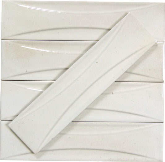 Boutique Antique White Relief 3x12 Porcelain Tile Ocean Pool Mosaics