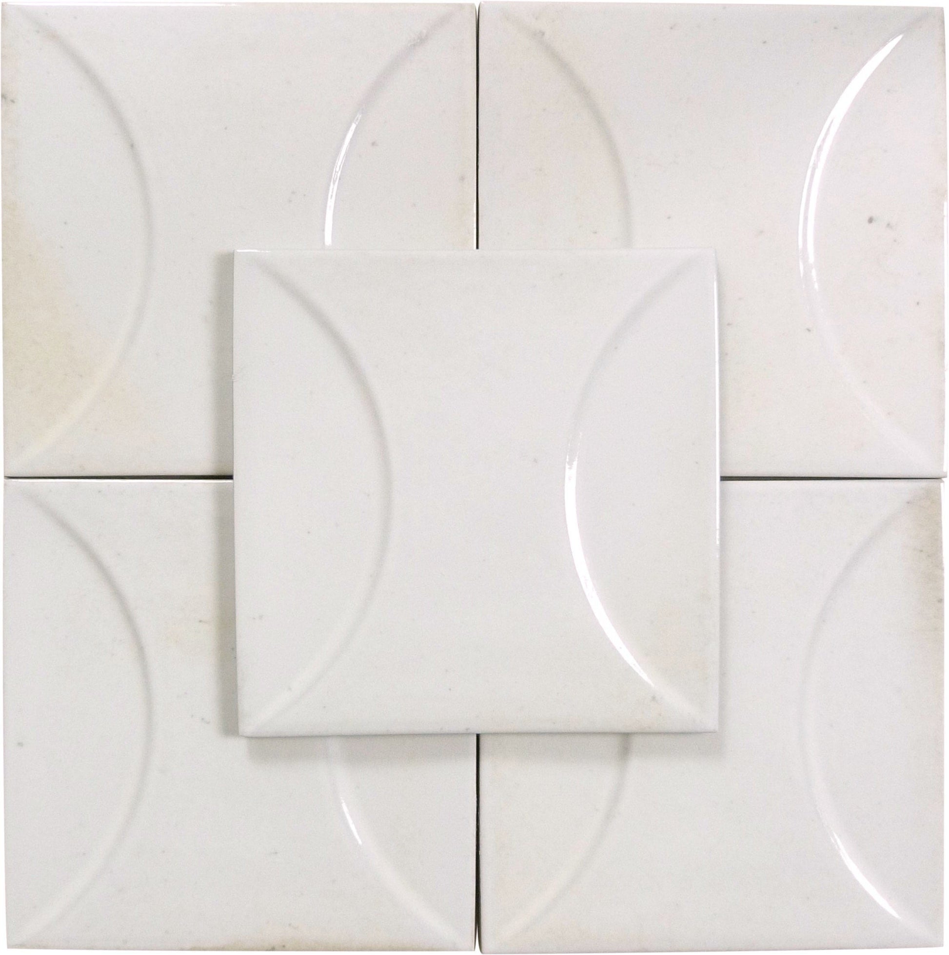Boutique Antique White Relief 6x6 Porcelain Tile Ocean Pool Mosaics