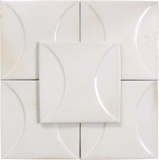 Boutique Antique White Relief 6x6 Porcelain Tile Ocean Pool Mosaics