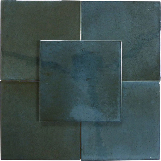 Boutique Prussian Blue Field 6x6 Porcelain Tile Ocean Pool Mosaics
