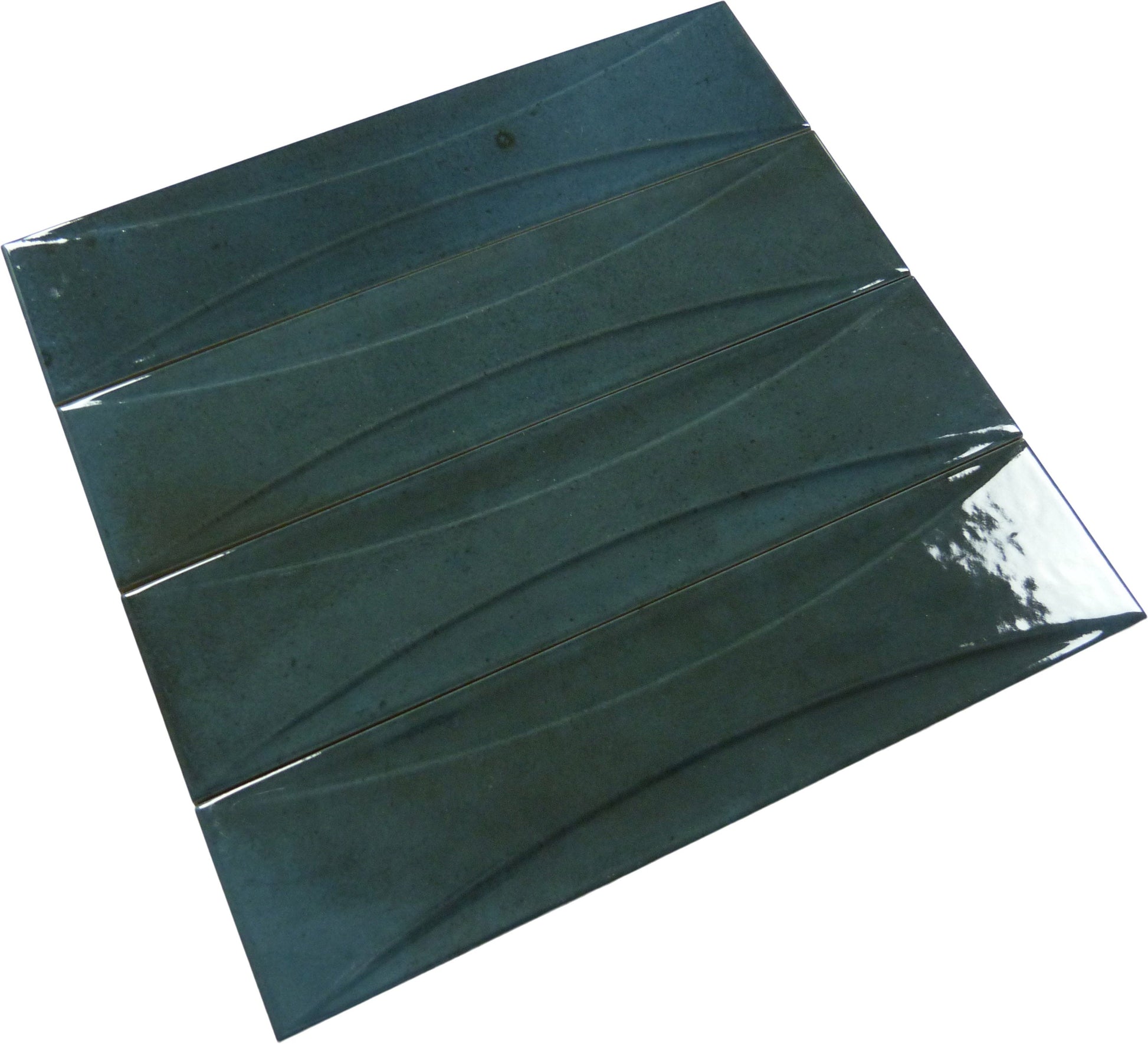 Boutique Prussian Blue Relief 3x12 Porcelain Tile Ocean Pool Mosaics
