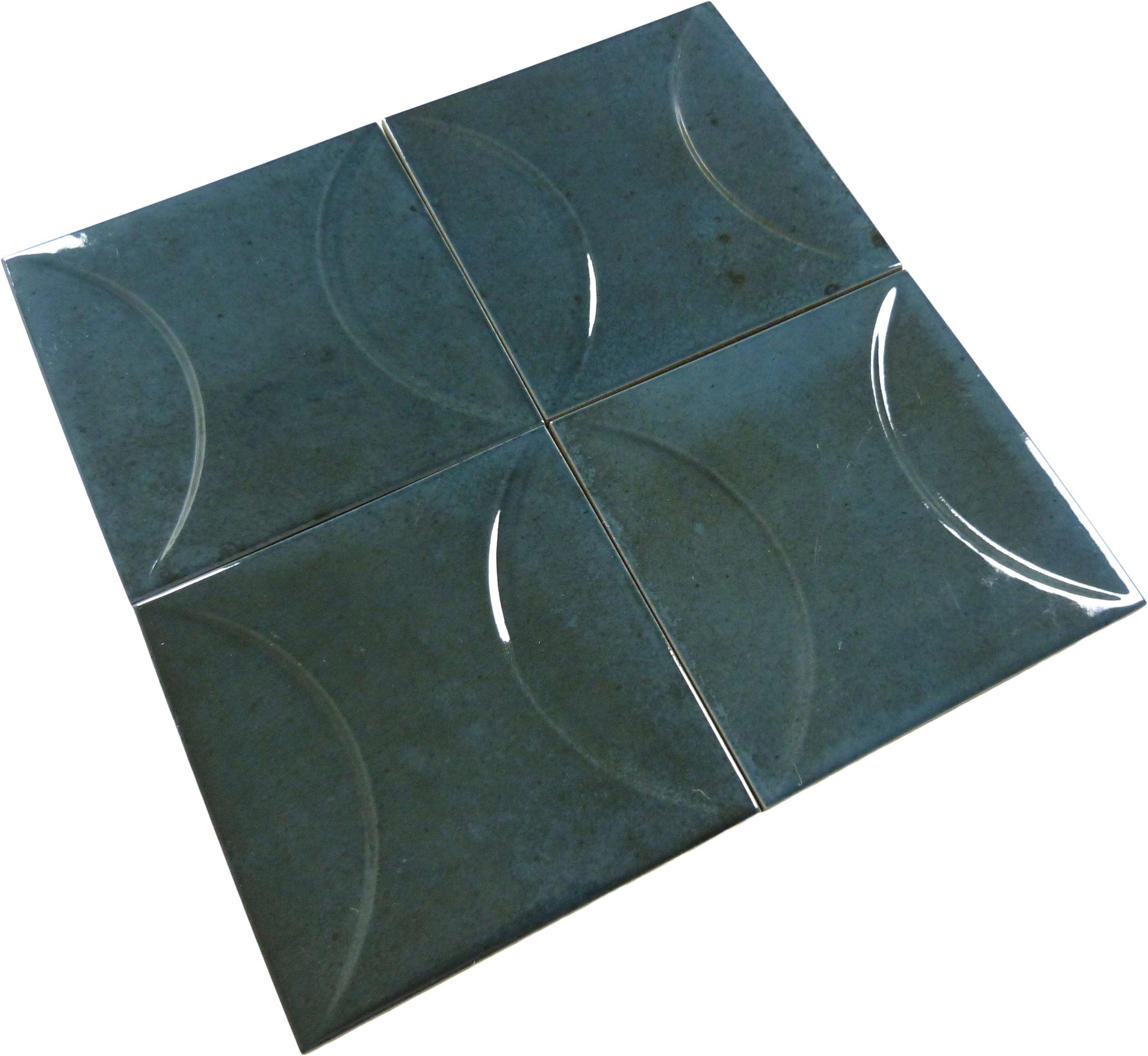 Boutique Prussian Blue Relief 6x6 Porcelain Tile Ocean Pool Mosaics