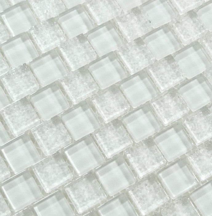 Bright White 1x1 Offset Glass Tile Ocean Pool Mosaics
