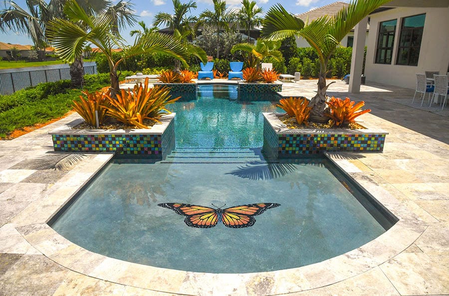 Butterfly 24x48 Glass Mosaics Pool Tile Ocean Pool Mosaics