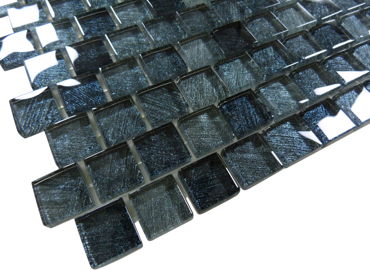 Celestial Seas Midnight Current Grey 1x1 Glass Tiles Ocean Pool Mosaics