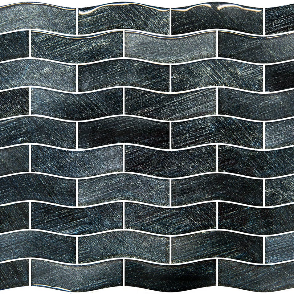 Celestial Seas Midnight Current Field Grey 1x4 Glass Tiles Ocean Pool Mosaics