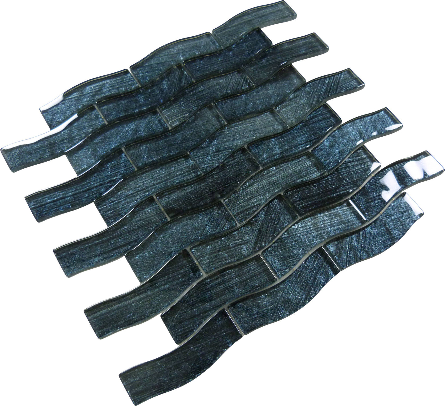 Celestial Seas Midnight Current Field Grey 1x4 Glass Tiles Ocean Pool Mosaics