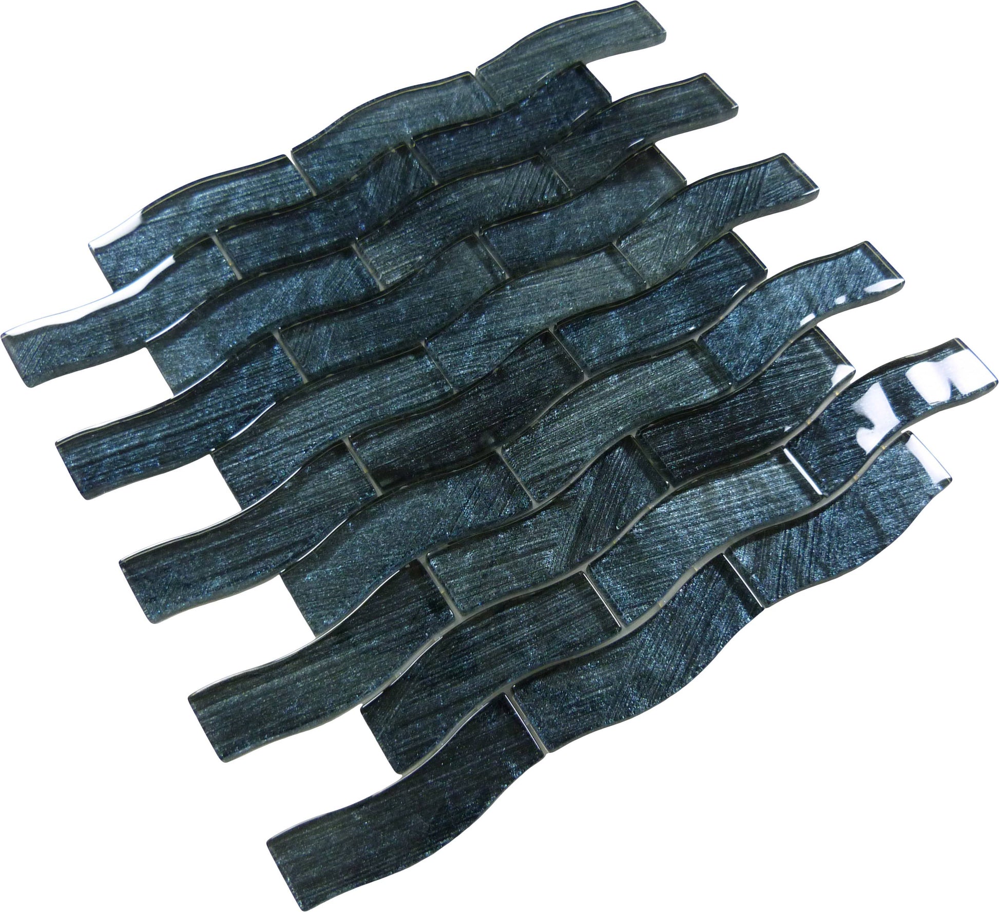 Celestial Seas Midnight Current Field Grey 1x4 Glass Tiles Ocean Pool Mosaics