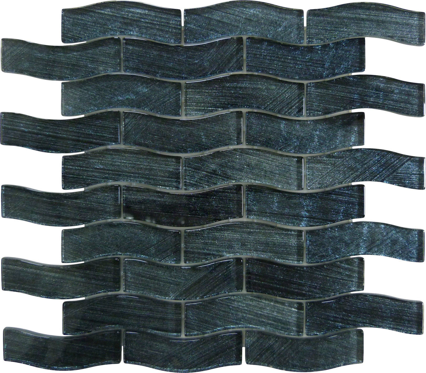 Celestial Seas Midnight Current Field Grey 1x4 Glass Tiles Ocean Pool Mosaics
