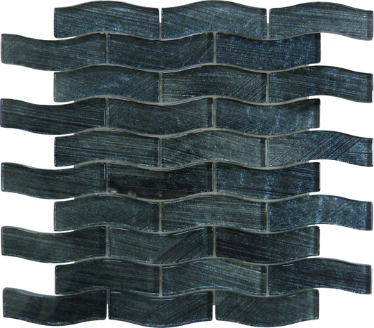 Celestial Seas Midnight Current Field Grey 1x4 Glass Tiles Ocean Pool Mosaics