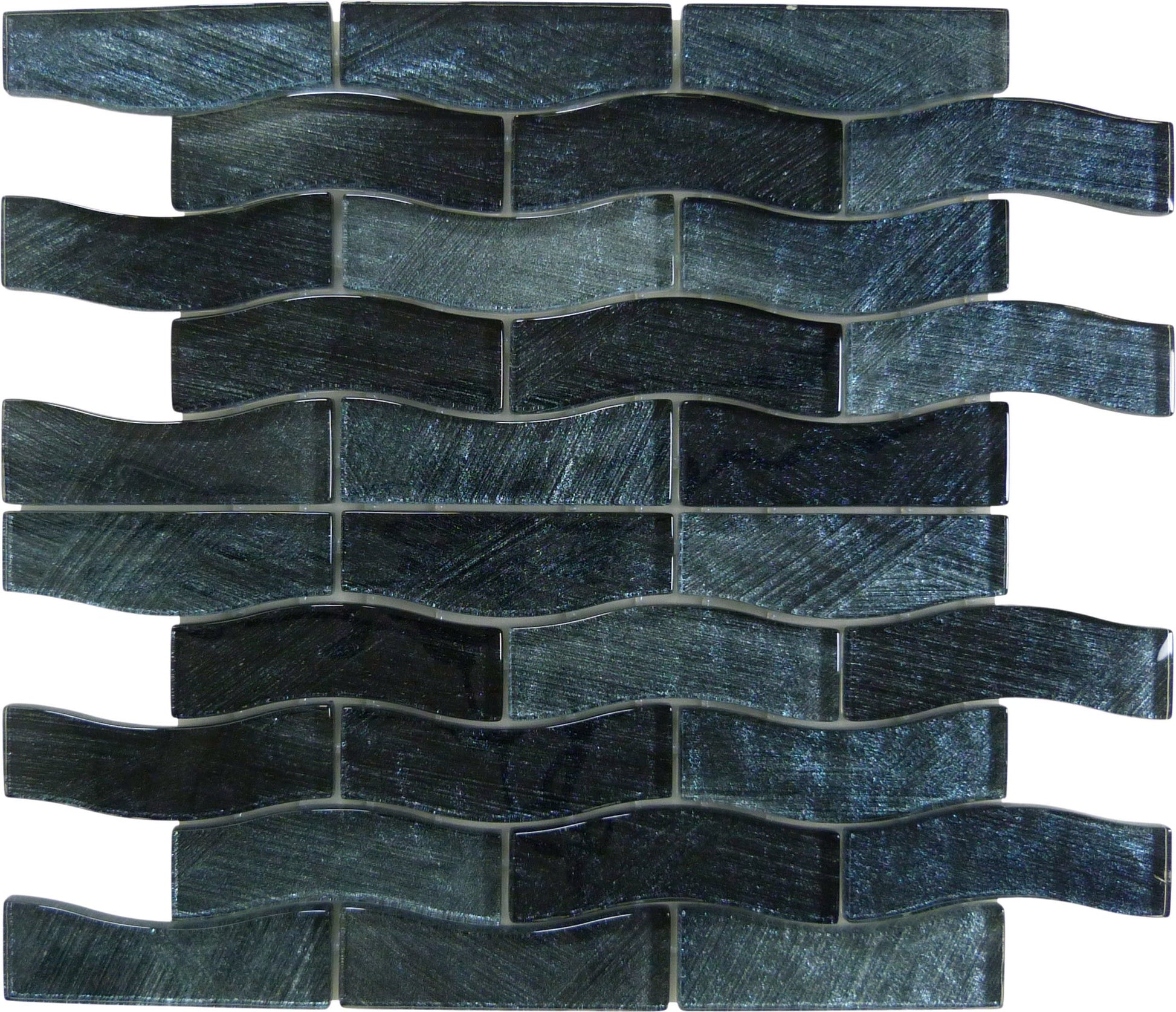 Celestial Seas Midnight Current Waterline Grey 1x4 Glass Tiles Ocean Pool Mosaics