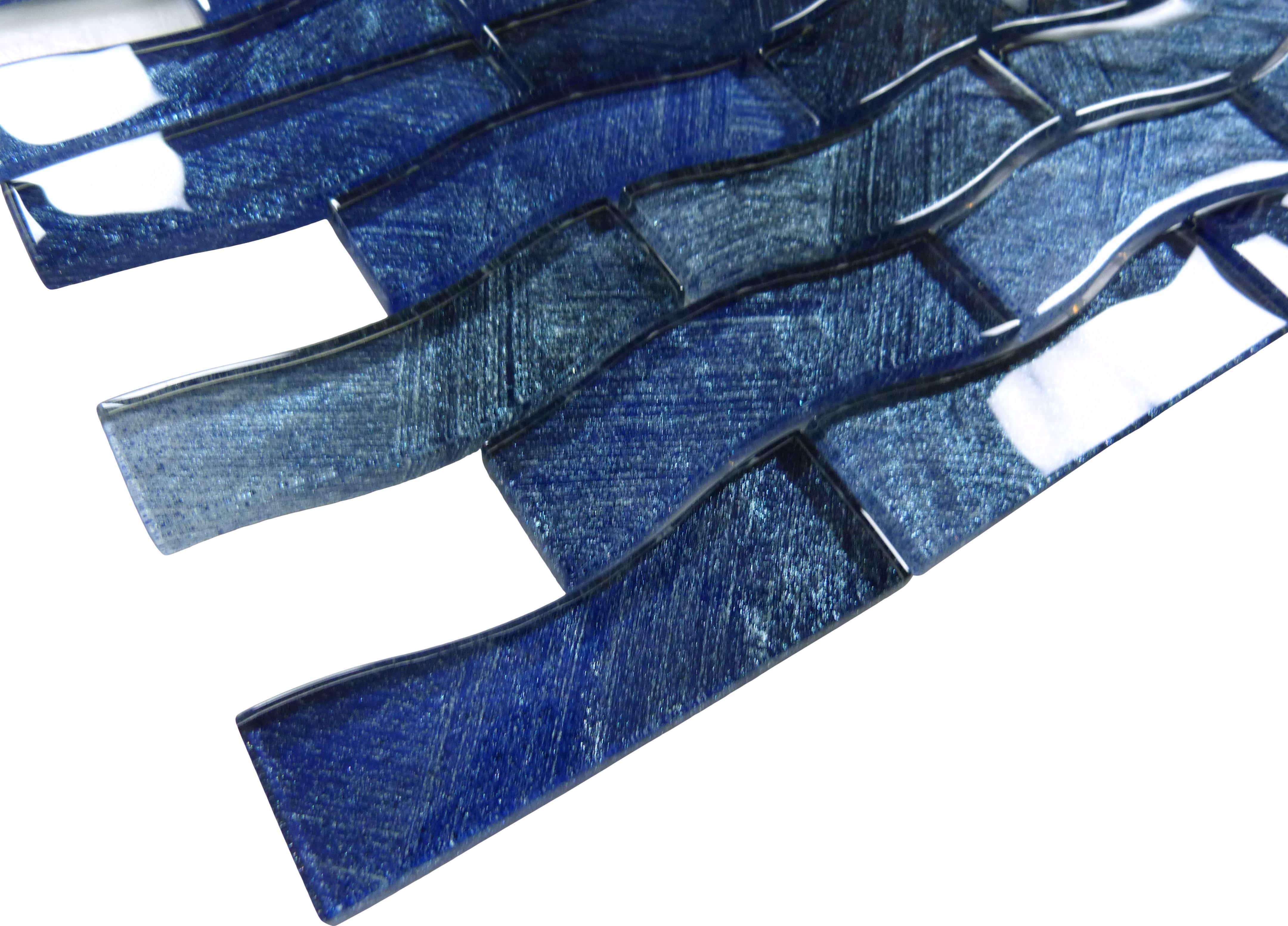 Celestial Seas Pacific Drift Waterline Blue 1x4 Glass Tiles Ocean Pool Mosaics