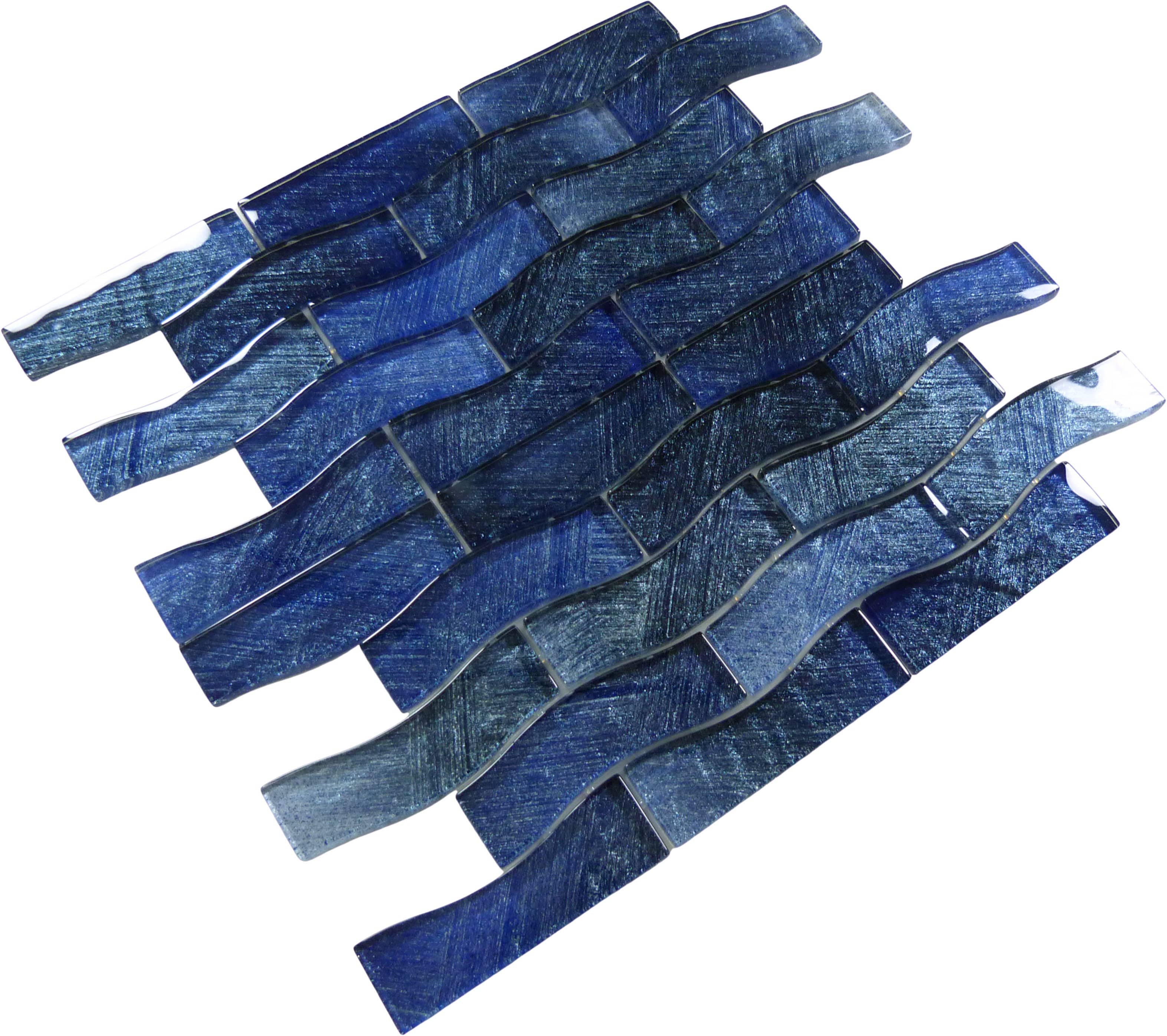 Celestial Seas Pacific Drift Waterline Blue 1x4 Glass Tiles Ocean Pool Mosaics