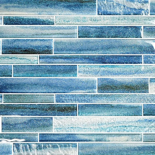 Coastal Sands Tidal Blue Glossy Glass Tile Ocean Pool Mosaics