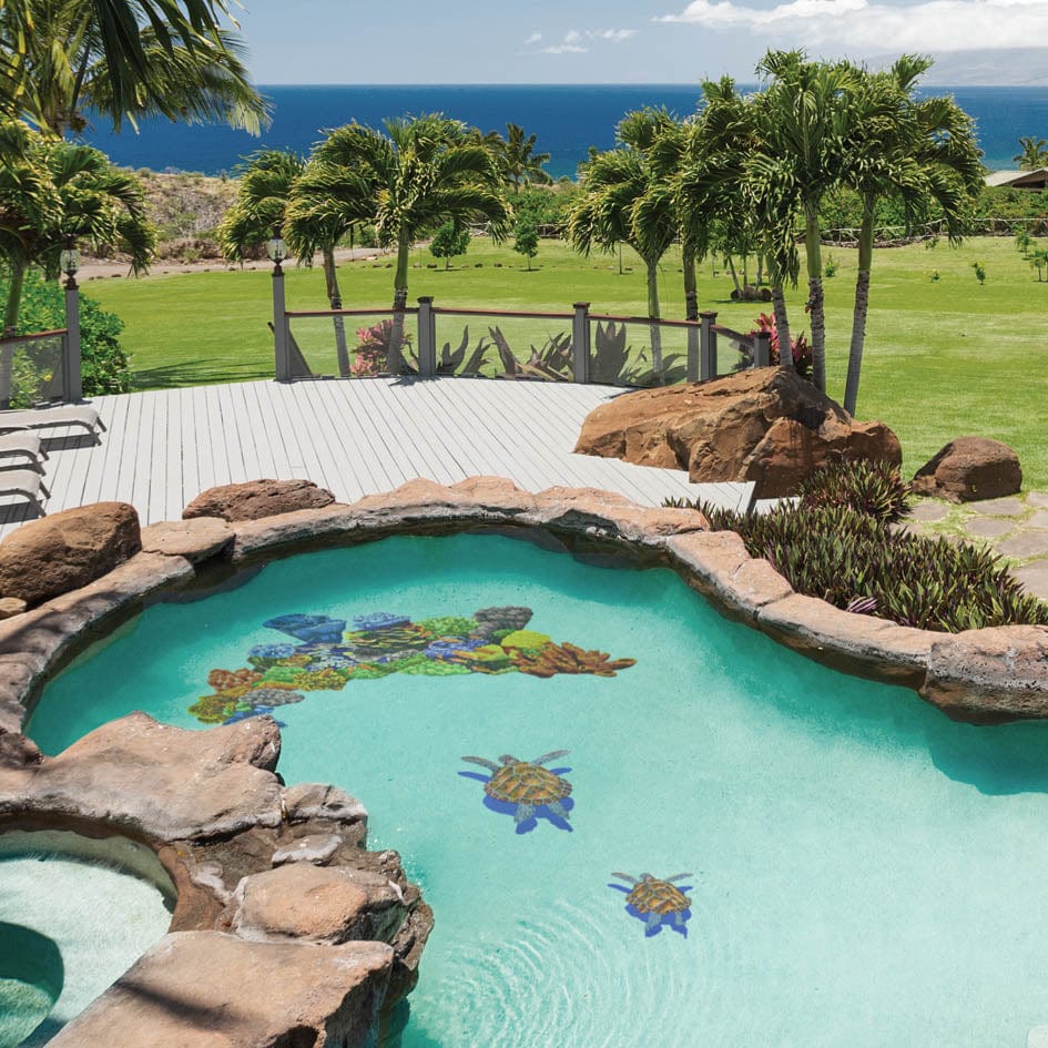 Coral Reef Topview 55x93 Glass Mosaics Pool Tile Ocean Pool Mosaics