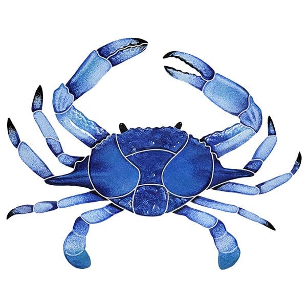 Crab 16" Blue Ceramic Mosaics Pool Tile Ocean Pool Mosaics