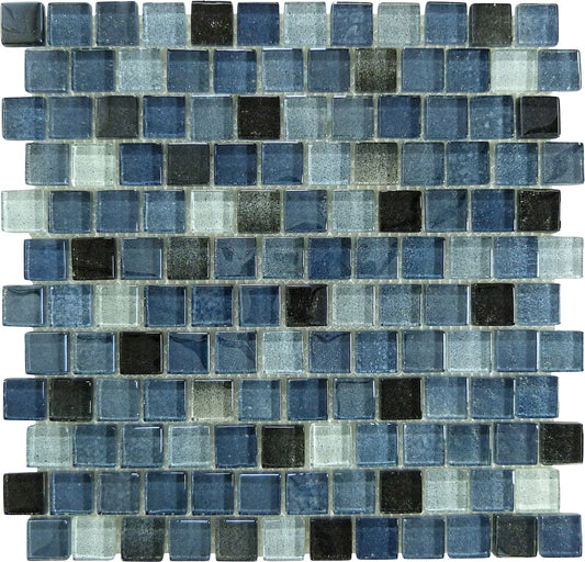 Crystal Waters Lagoon Grey 1x1 Offset Glass Tile Ocean Pool Mosaics