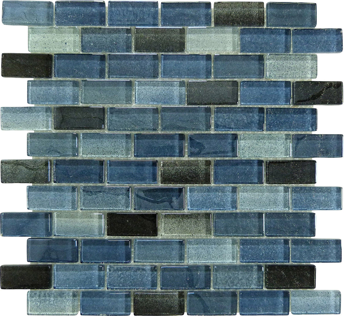 Crystal Waters Lagoon Grey 1x2 Offset Glass Tile | Oasis Tile