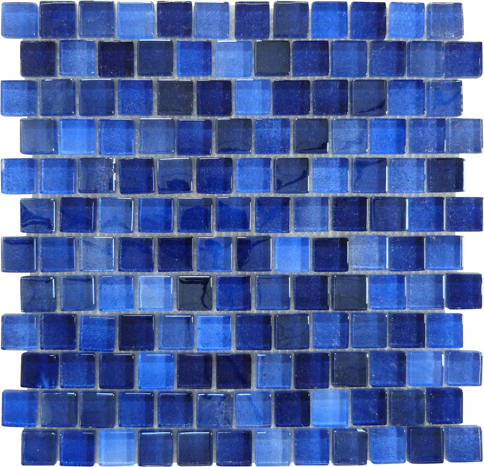 Crystal Waters Deep Sea Blue 1x1 Offset Glass Tile | Oasis Tile