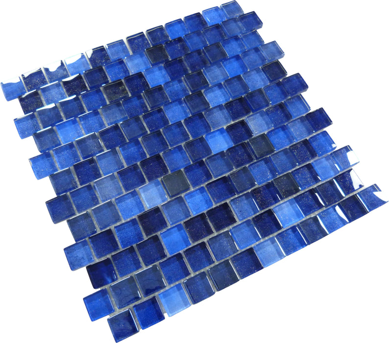 Deep Sea Blue 1x1 Offset Glass Tile Ocean Pool Mosaics