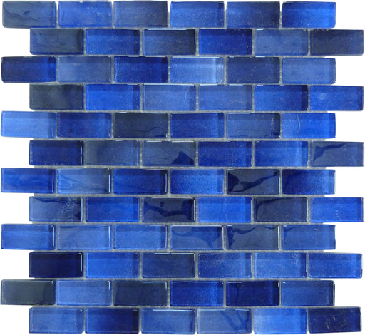 Deep Sea Blue 1x2 Offset Glass Tile Ocean Pool Mosaics