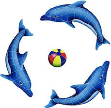 Dolphin Group Multi Color 42x42 Ceramic Mosaics Pool Tile Ocean Pool Mosaics