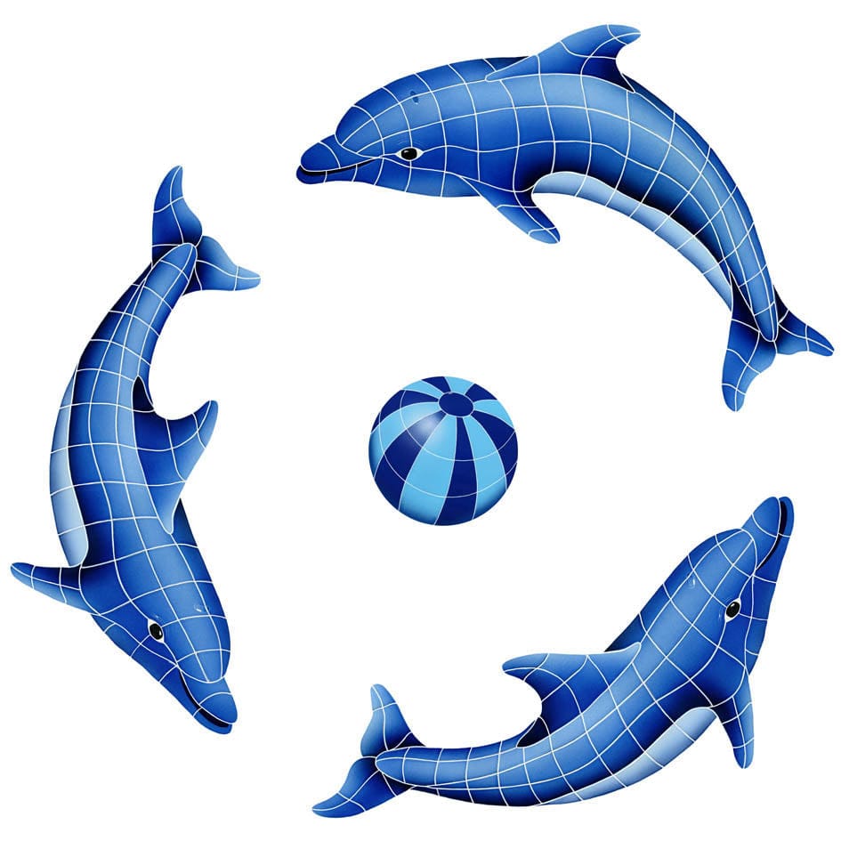 Dolphin Group Blue Ceramic Mosaics Pool Tile Ocean Pool Mosaics