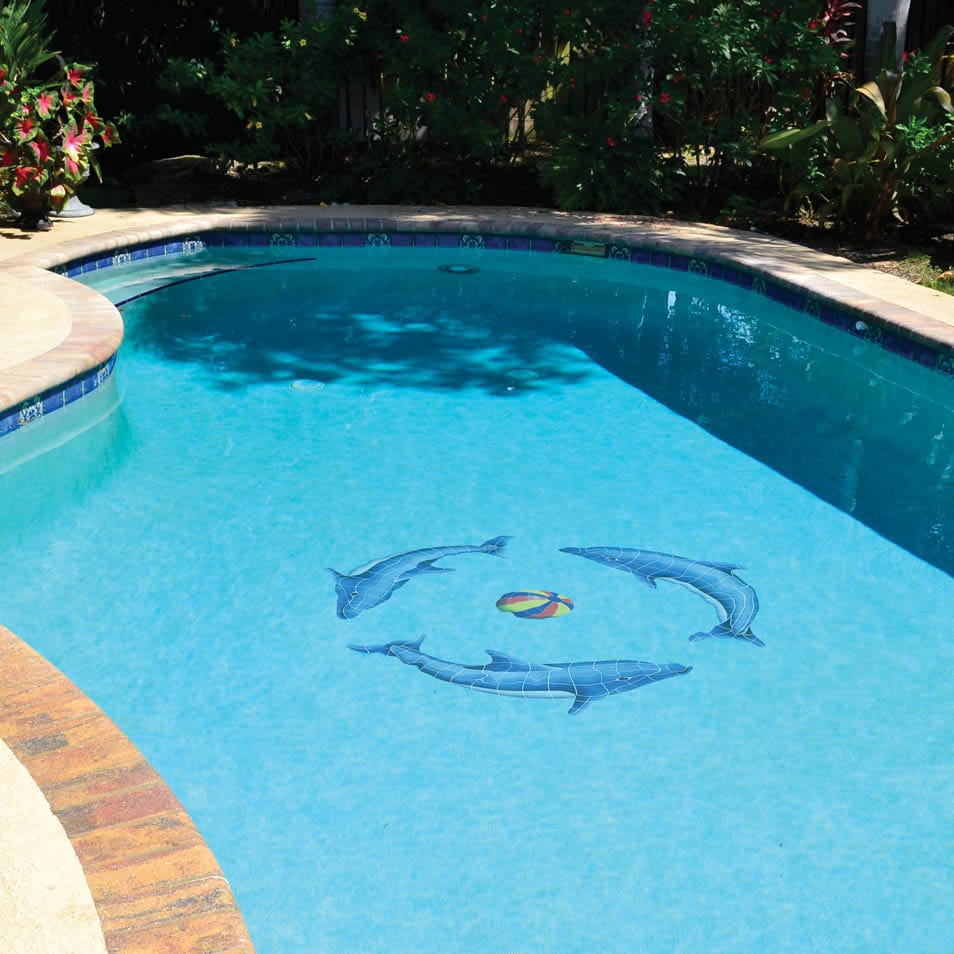 Dolphin Group Multi Color 62x62 Ceramic Mosaics Pool Tile Ocean Pool Mosaics