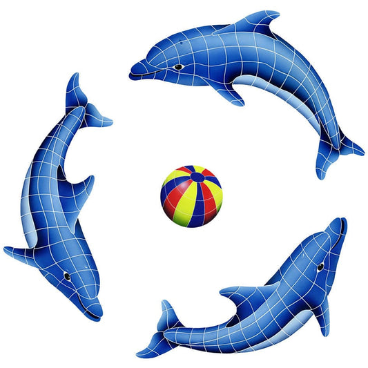 Dolphin Group Multi Color 62x62 Ceramic Mosaics Pool Tile Ocean Pool Mosaics