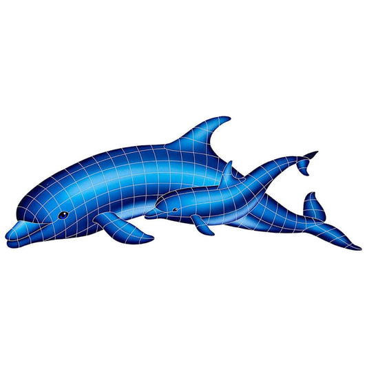 Dolphin Pair Ceramic Mosaics Pool Tile Ocean Pool Mosaics