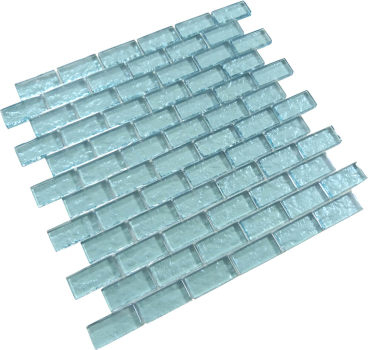 Galaxie Turquoise 1x2 Iridescent Glossy Glass Tile Ocean Pool Mosaics