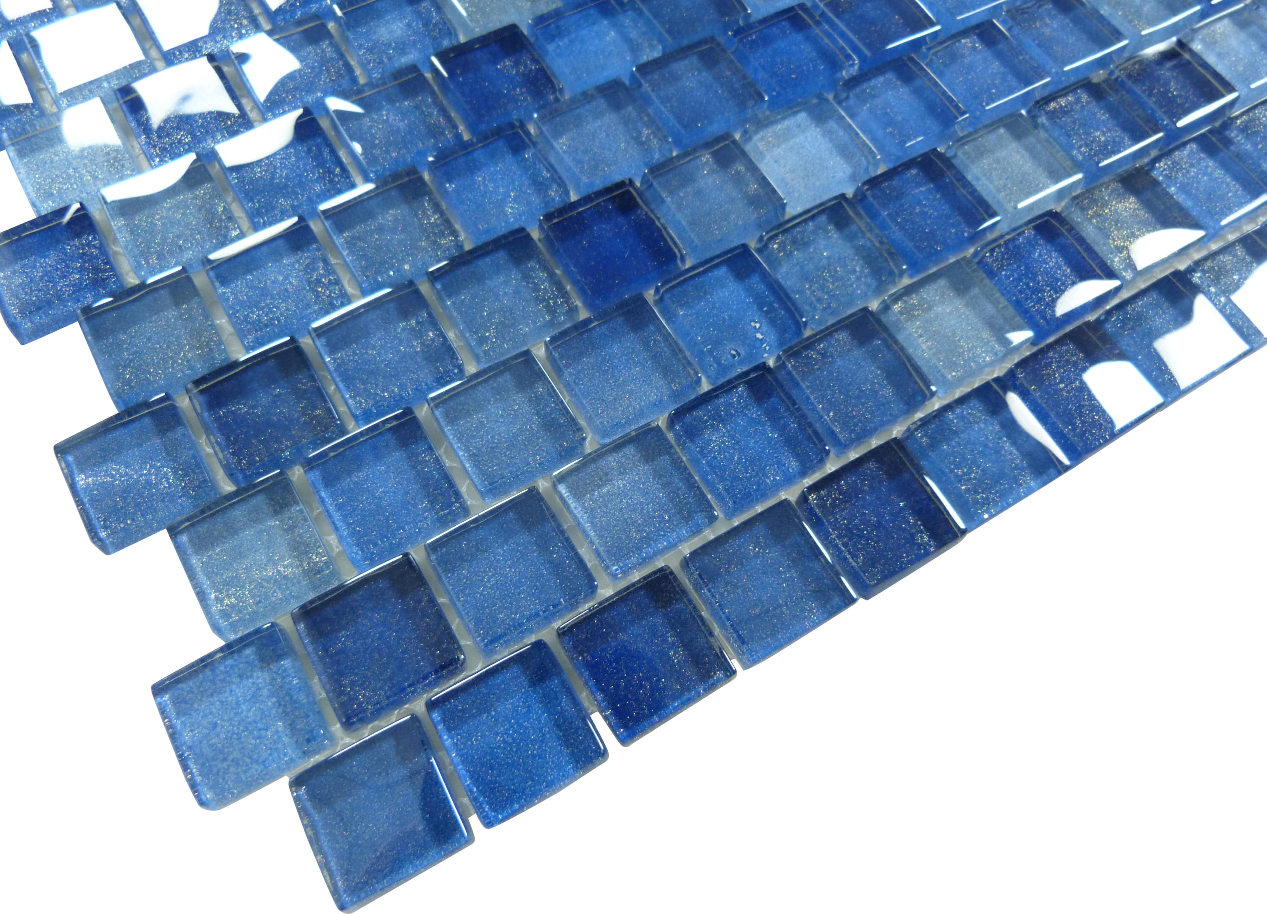 Gulf Stream Blue 1x1 Offset Glass Tile Ocean Pool Mosaics