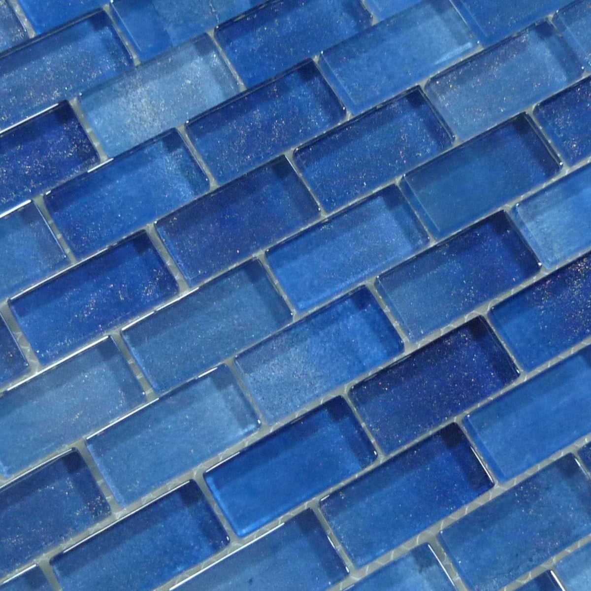 Crystal Waters Gulf Stream Blue 1x2 Offset Glass Tile | Oasis Tile
