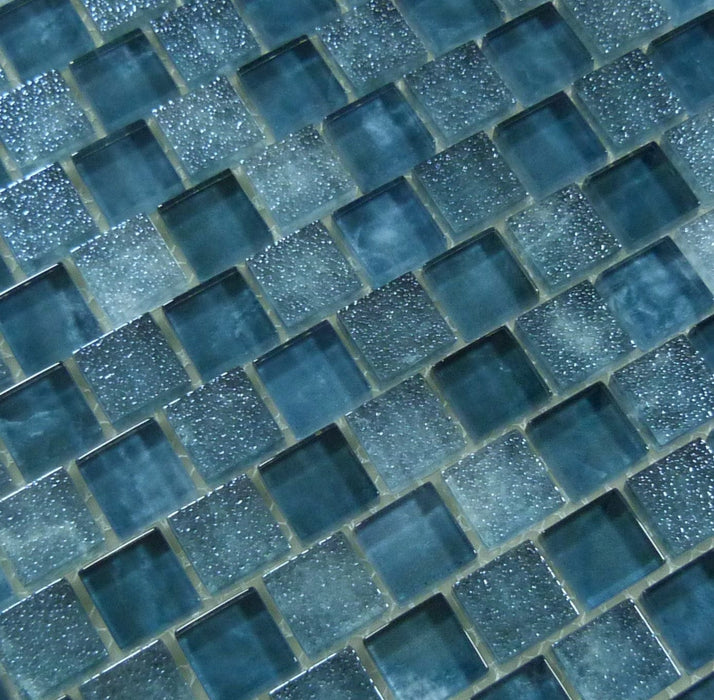 Gunmetal Blue 1x1 Offset Glass Tile Ocean Pool Mosaics