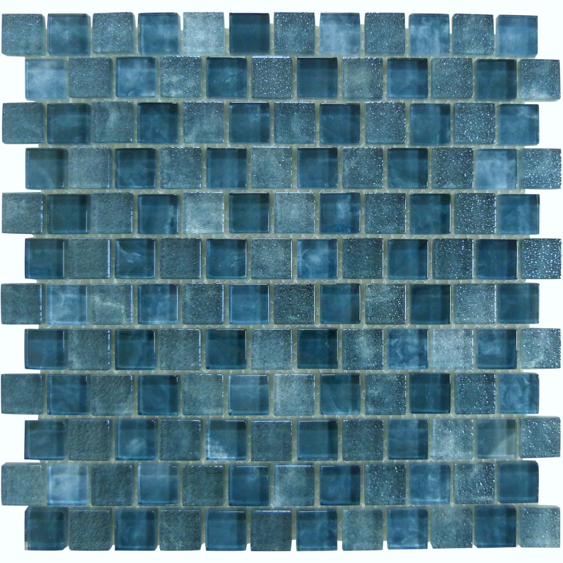 Gunmetal Blue 1x1 Offset Glass Tile Ocean Pool Mosaics