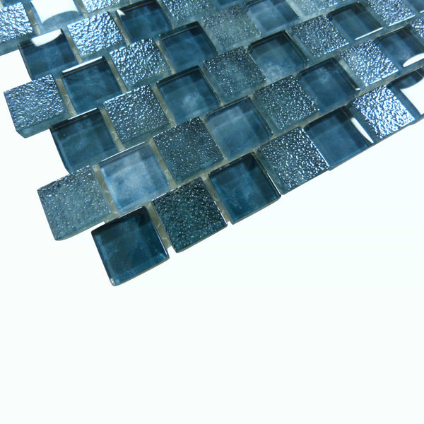 Gunmetal Blue 1x1 Offset Glass Tile | Oasis Tile