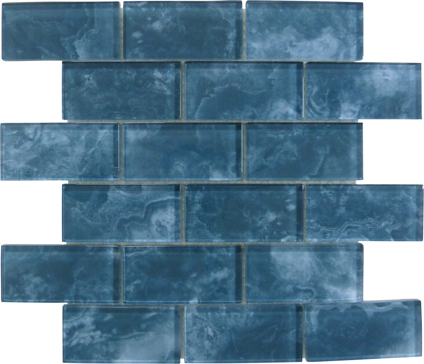 Gunmetal Blue 2x4 Glossy Glass Subway Tile Ocean Pool Mosaics