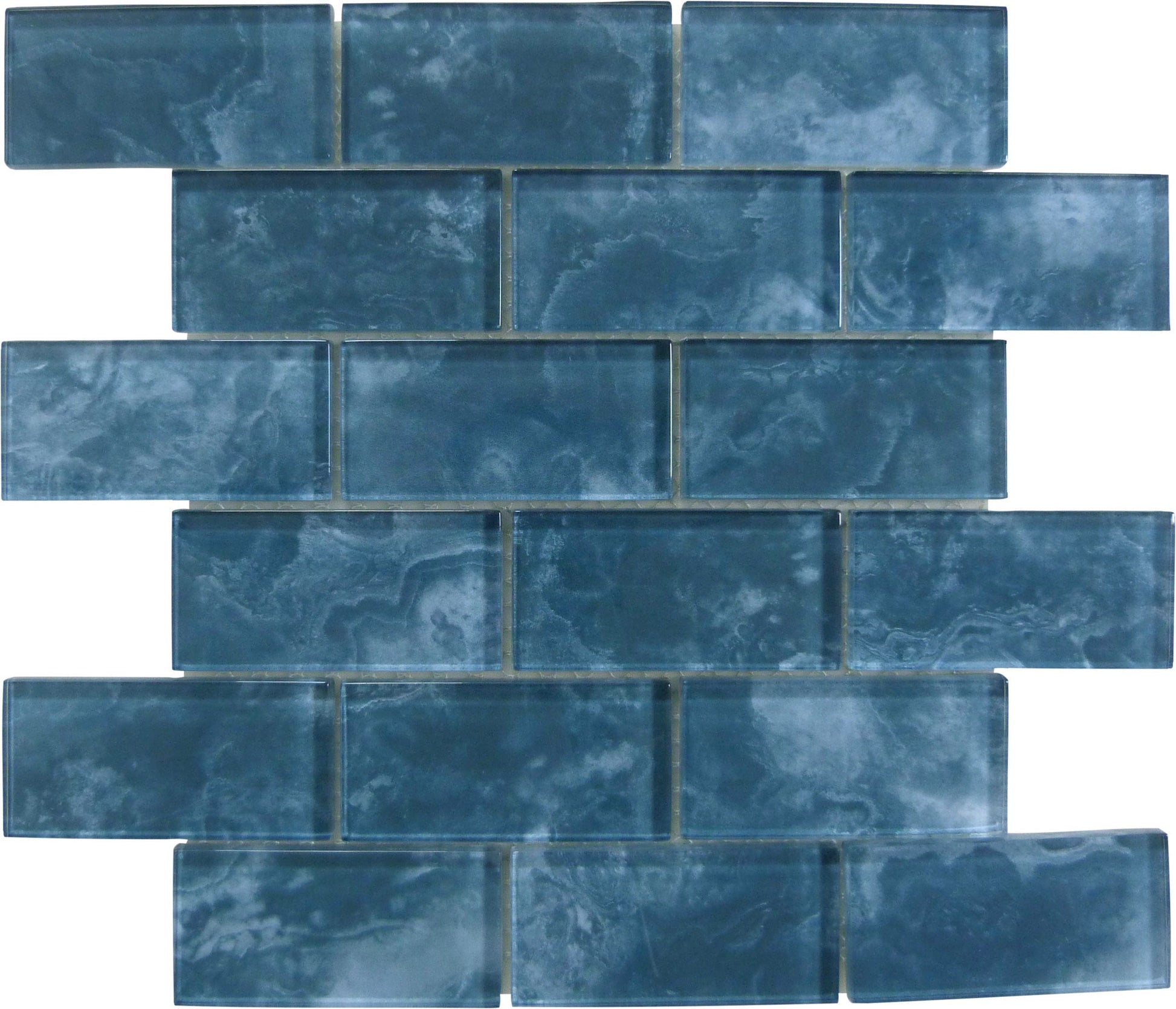 Gunmetal Blue 2x4 Glossy Glass Subway Tile Ocean Pool Mosaics