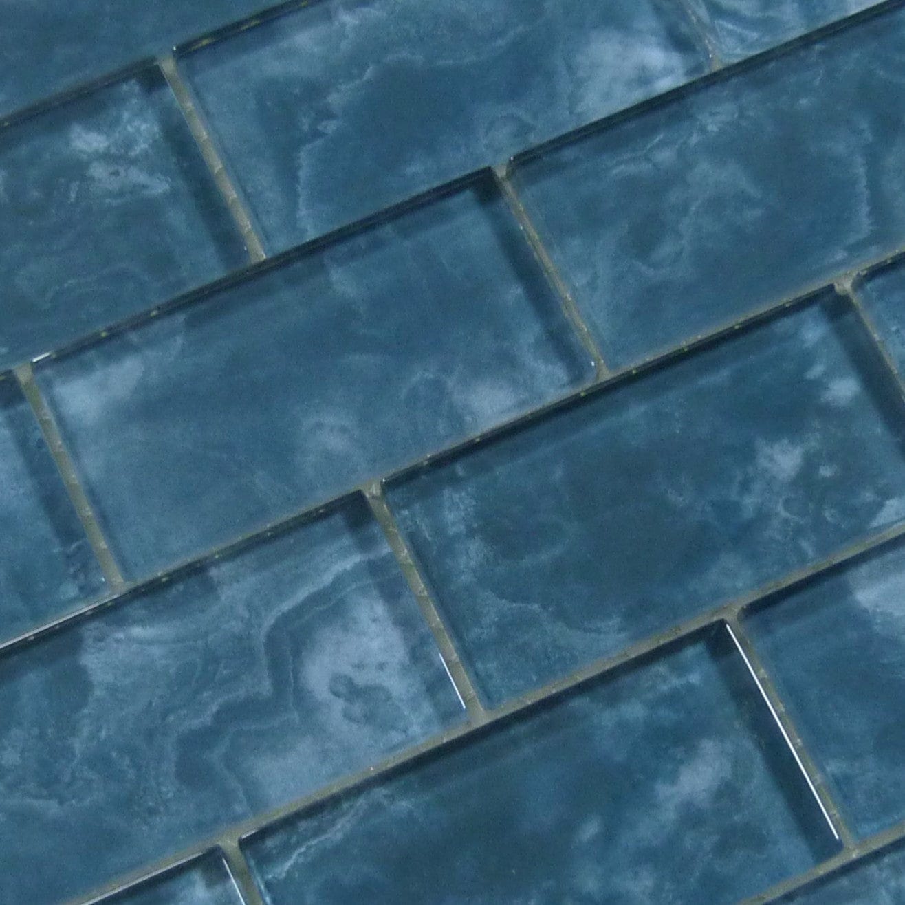 Gunmetal Blue 2x4 Glossy Glass Subway Tile Ocean Pool Mosaics