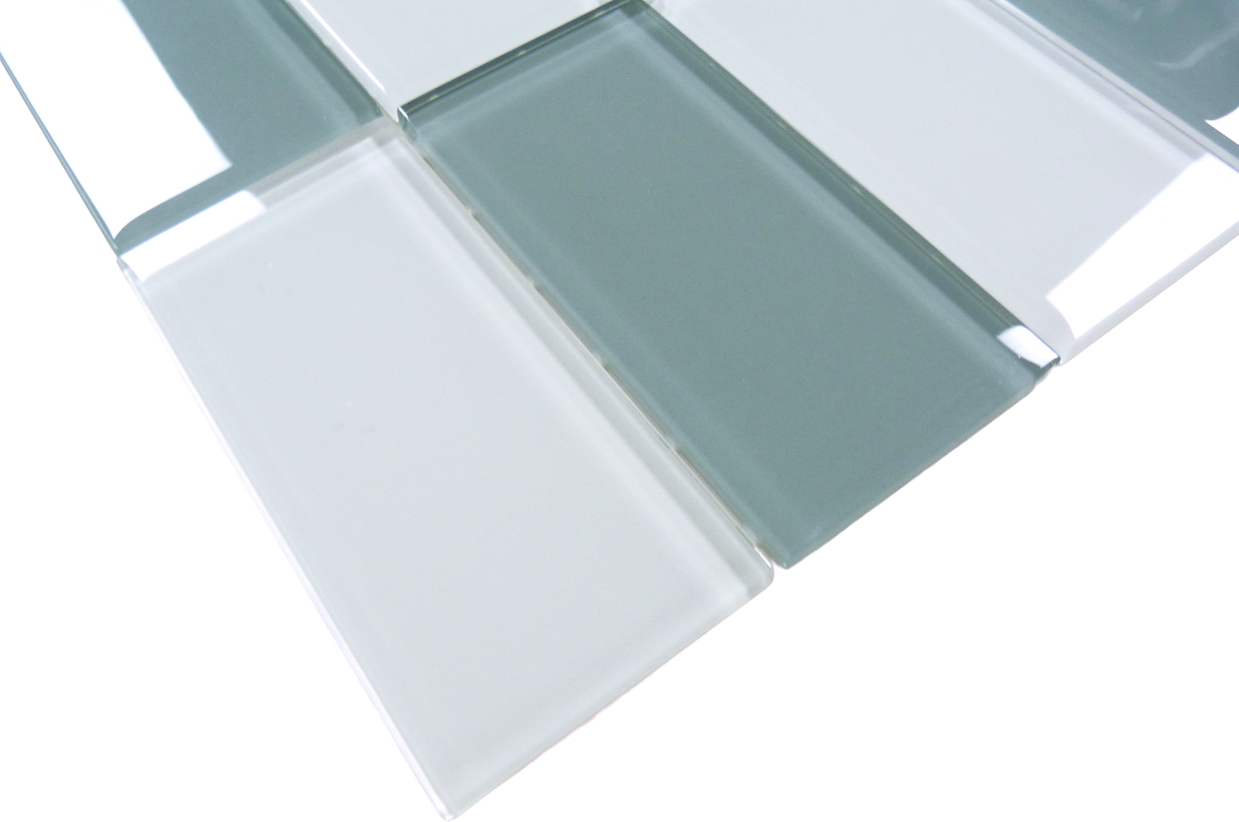 Hampton Harbor Gray 3x6 Glossy Glass Tiles Ocean Pool Mosaics