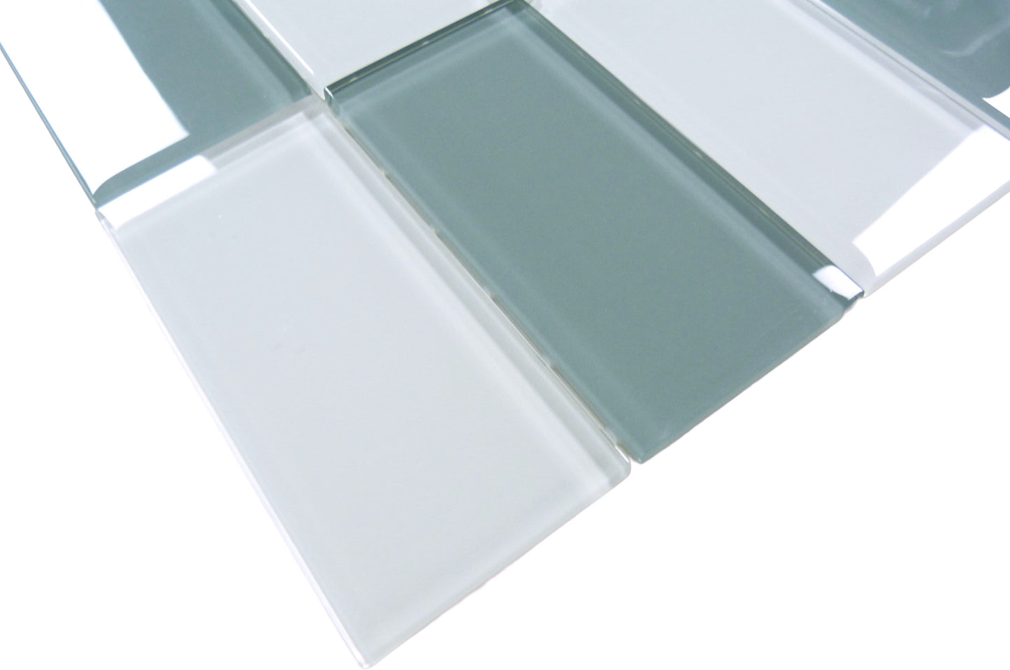 Hampton Harbor Gray 3x6 Glossy Glass Tiles Ocean Pool Mosaics
