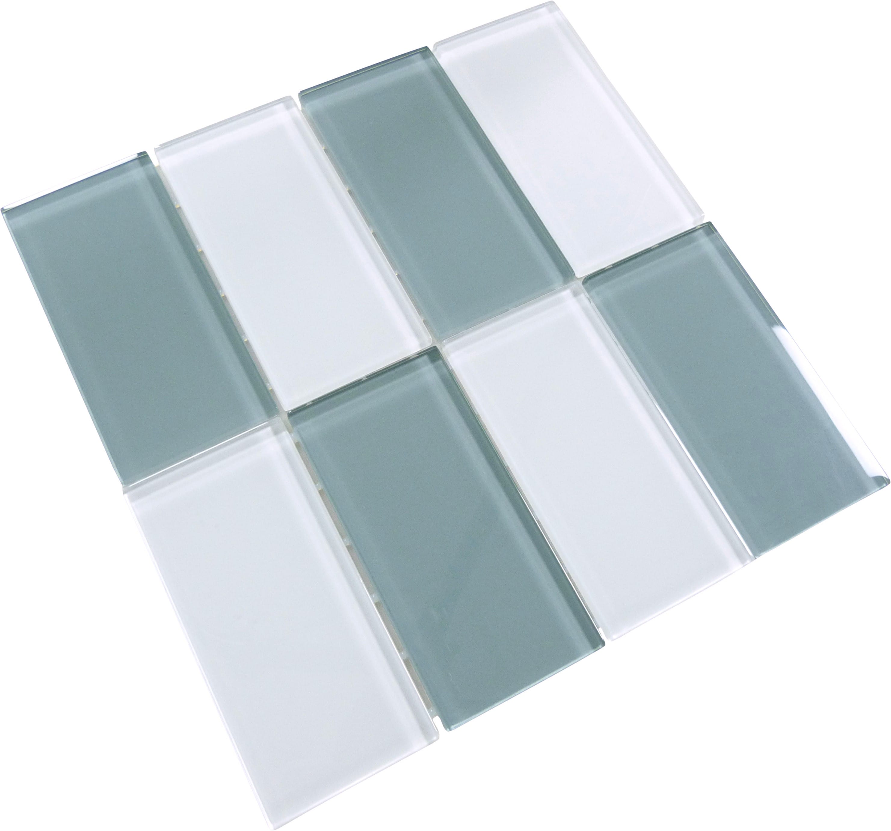 Hampton Harbor Gray 3x6 Glossy Glass Tiles Ocean Pool Mosaics