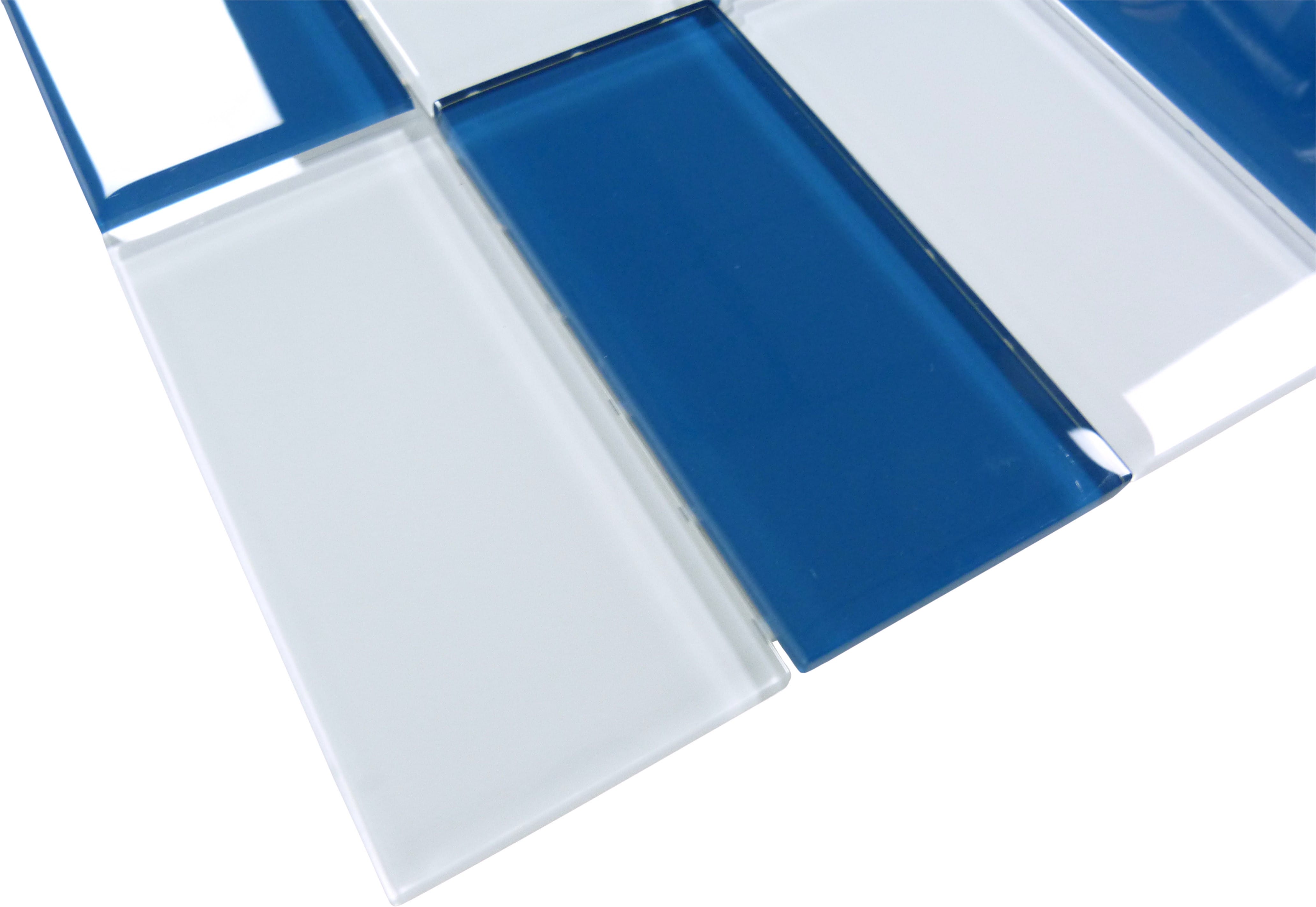 Hampton Imperial Blue 3x6 Glossy Glass Tiles Ocean Pool Mosaics