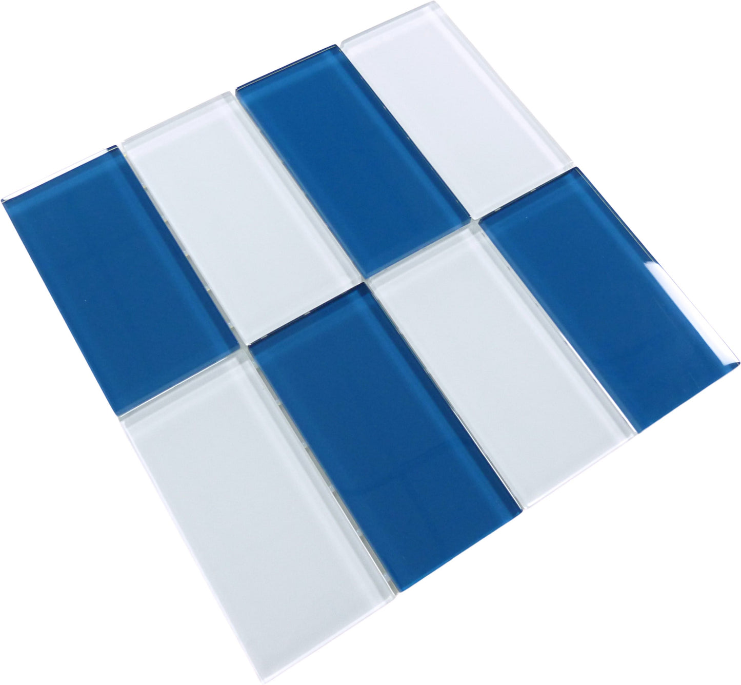 Hampton Imperial Blue 3x6 Glossy Glass Tiles Ocean Pool Mosaics